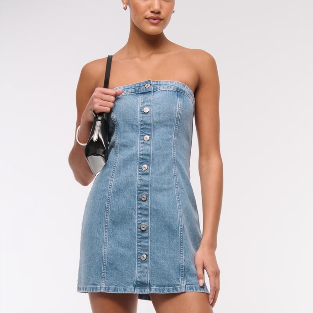 Abercrombie & Fitch Blue Strapless Denim Dress